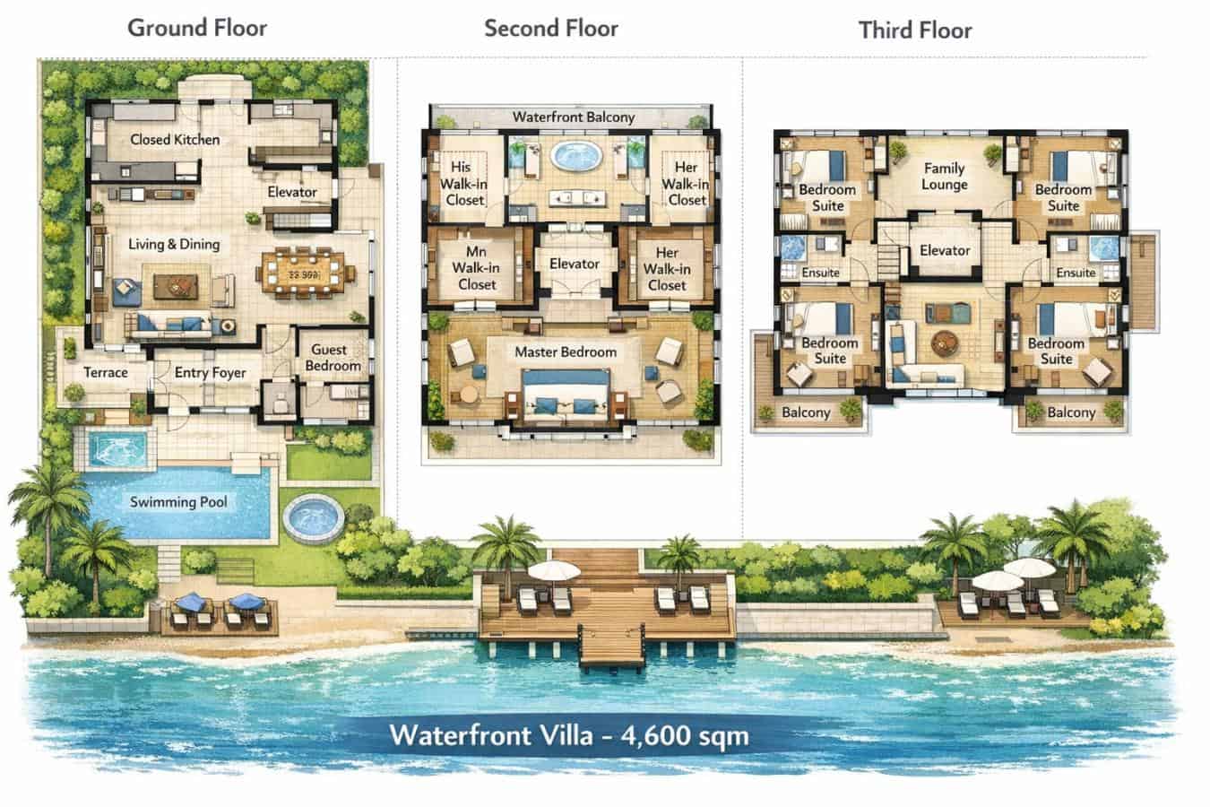 Waterfront Villas Floor Plan — Banana Island