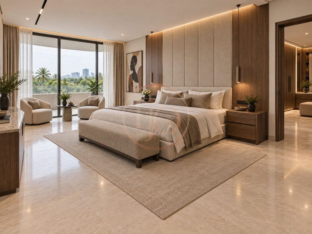 Spacious master bedroom in luxury 4-bedroom Ikoyi apartment