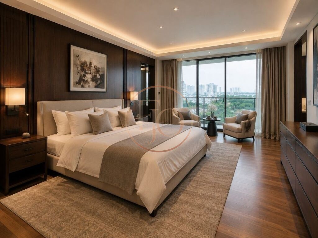 Luxury master bedroom in Gerrard Road penthouse