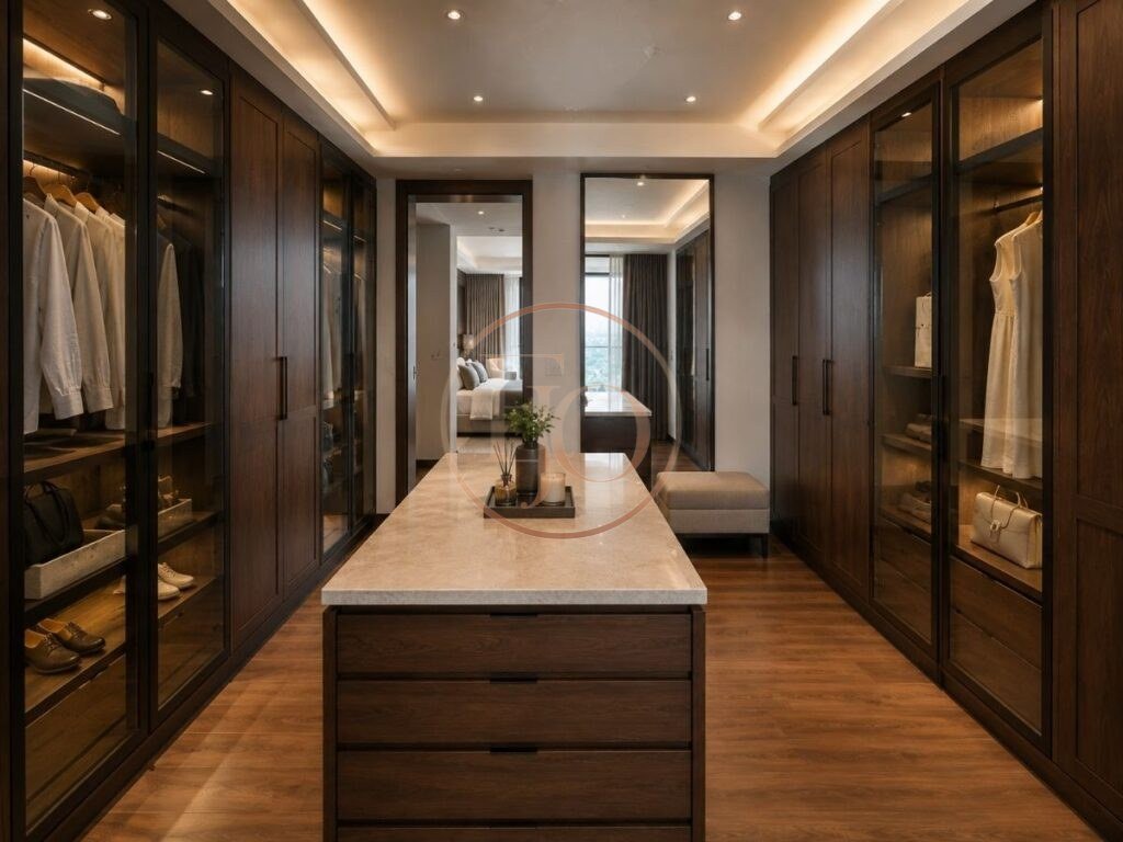 Walk-in wardrobe in Old Ikoyi luxury apartment